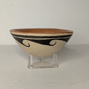 Vintage Hopi Pueblo Polychrome Small Wave Bowl Signed Evelyn Poolheco